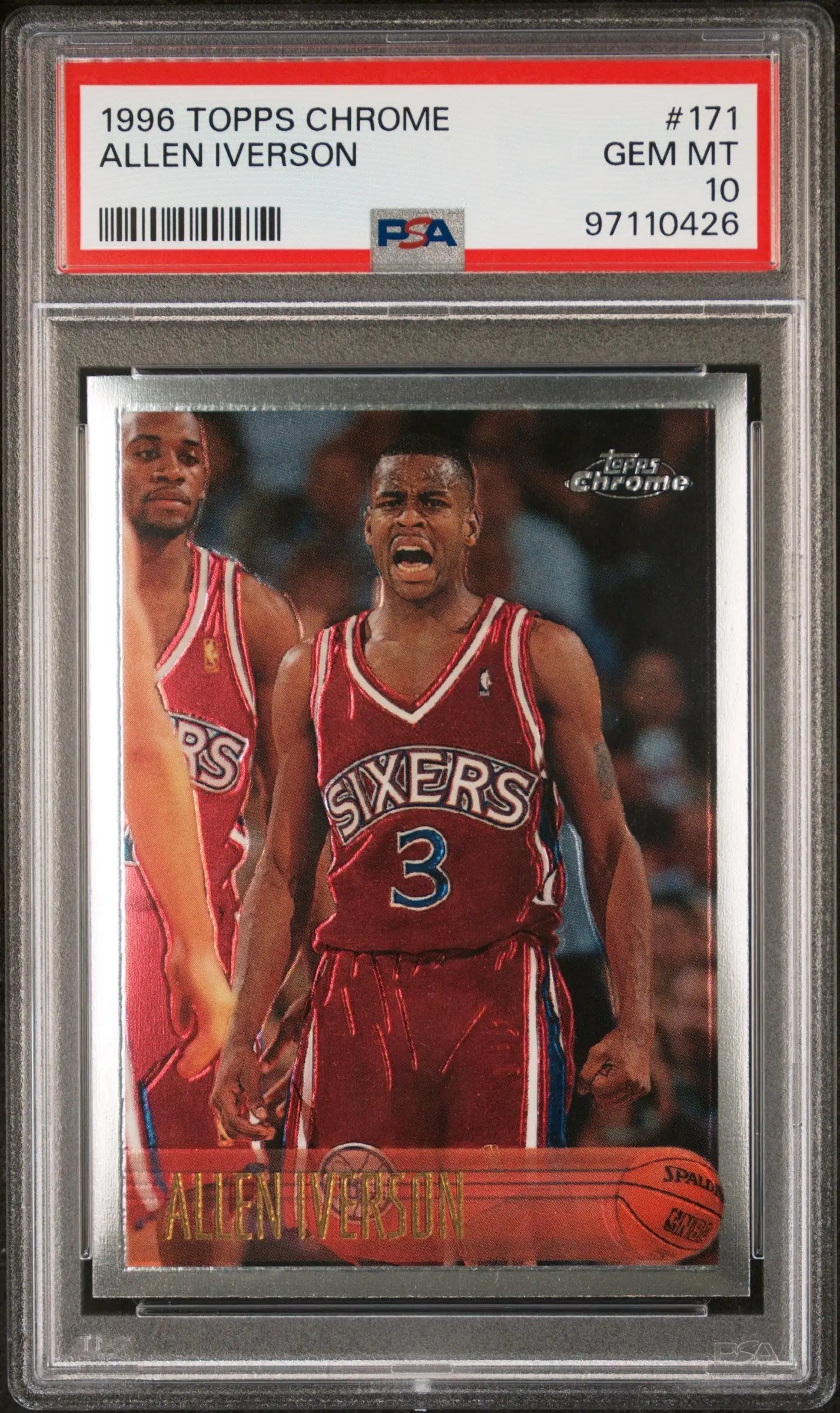 PSA 10 Gem Mint Allen Iverson 1996 Topps Chrome Basketball Card Philadelphia 76ers