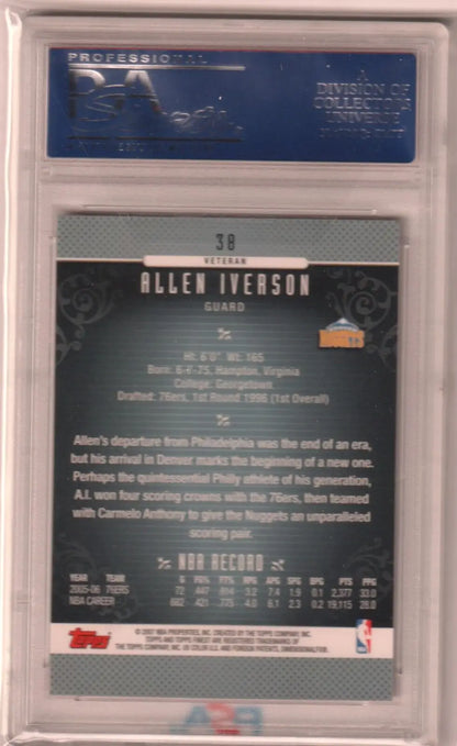 Allen Iverson 2006-07 Topps Finest #38 PSA 10 GEM MINT single card in protective case