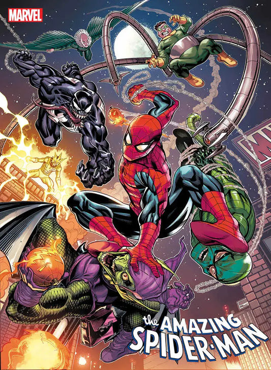 Comic book cover of Amazing Spider-Man #15 with villains, perfect for trading cards fans