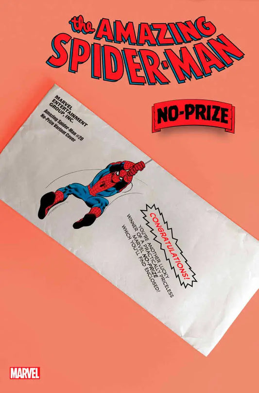 Vintage Spider-Man comic cover with No-Prize envelope and Black Cat, Amazing Spider-Man #19