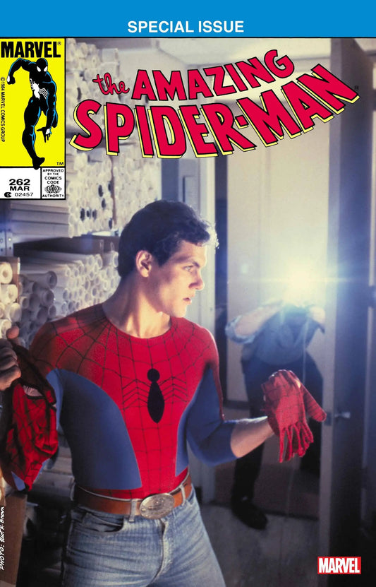 Comic book cover of Amazing Spider-Man #262 in classic red and blue costume