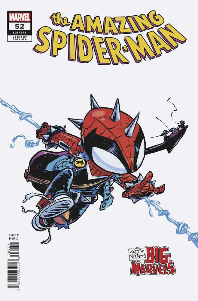 Comic book cover of Amazing Spider-Man #52 with Spider-Man and a mechanical red creature