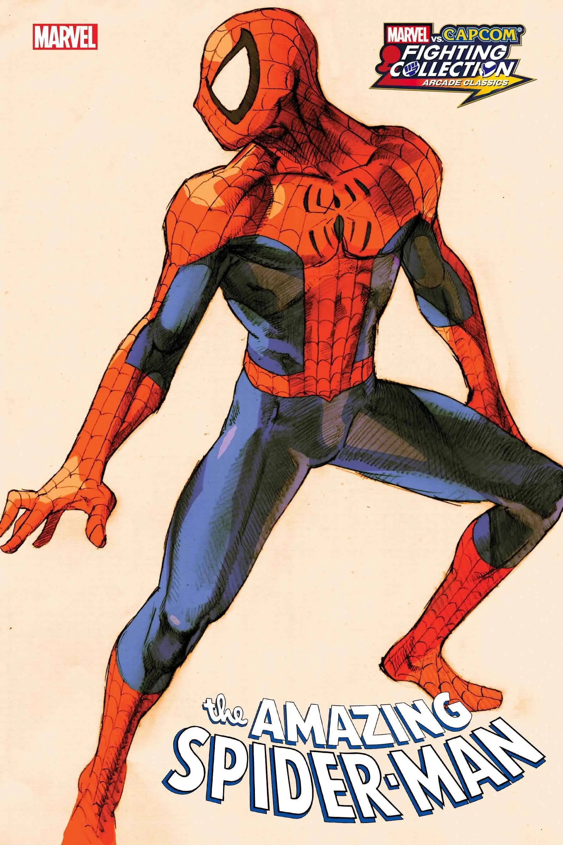 Spider-Man in red and blue costume striking action pose for Bengus Marvel vs Capcom Var