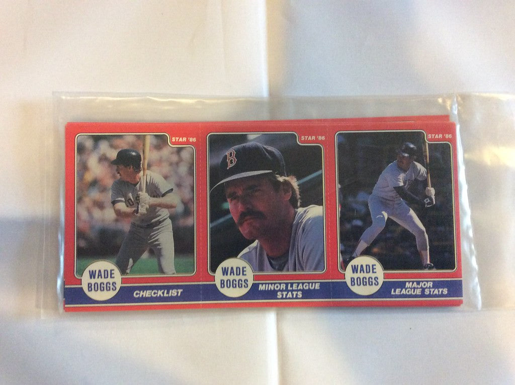 Baseball card strip featuring Wade Boggs from the Boston Red Sox Star Company set