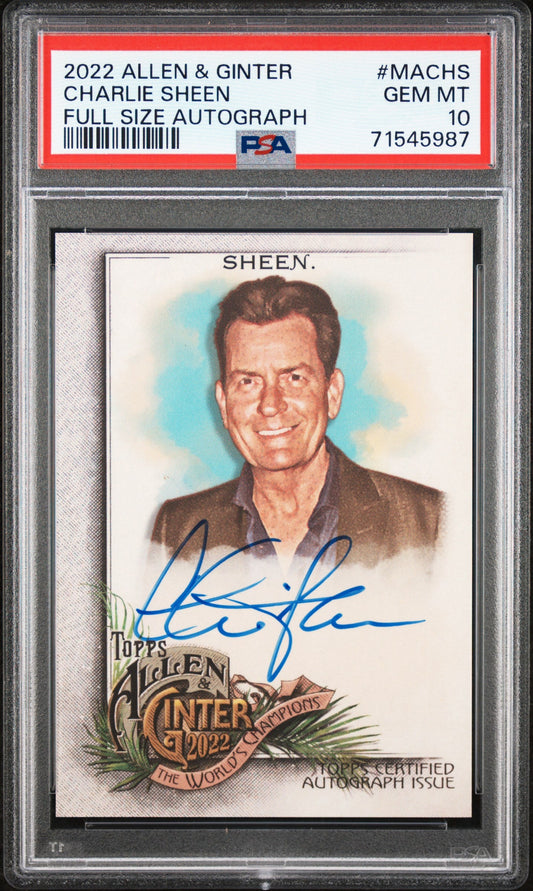 Charlie Sheen 2022 Topps Allen and Ginter Auto PSA 10 Gem Mint