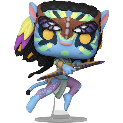 Colorful Battle Neytiri Funko Pop figure of Na’vi warrior with bow in dynamic leap