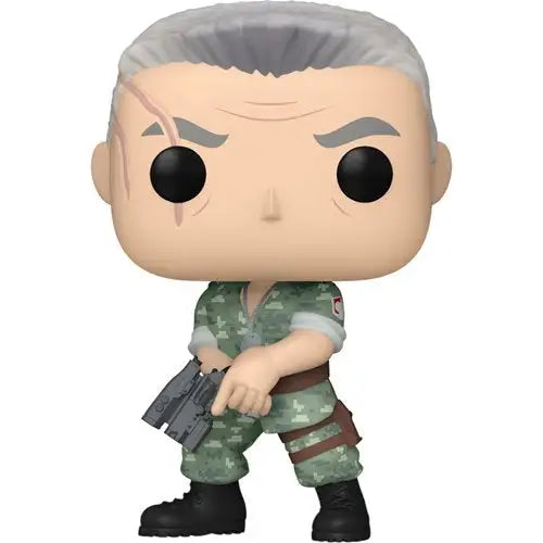 Miles Quaritch Funko Pop figure in military camouflage holding a weapon