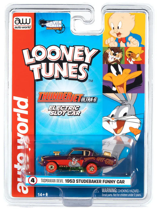 AW Thunderjet SC363 R33 Silver Screen Slot Car with Looney Tunes characters packaging