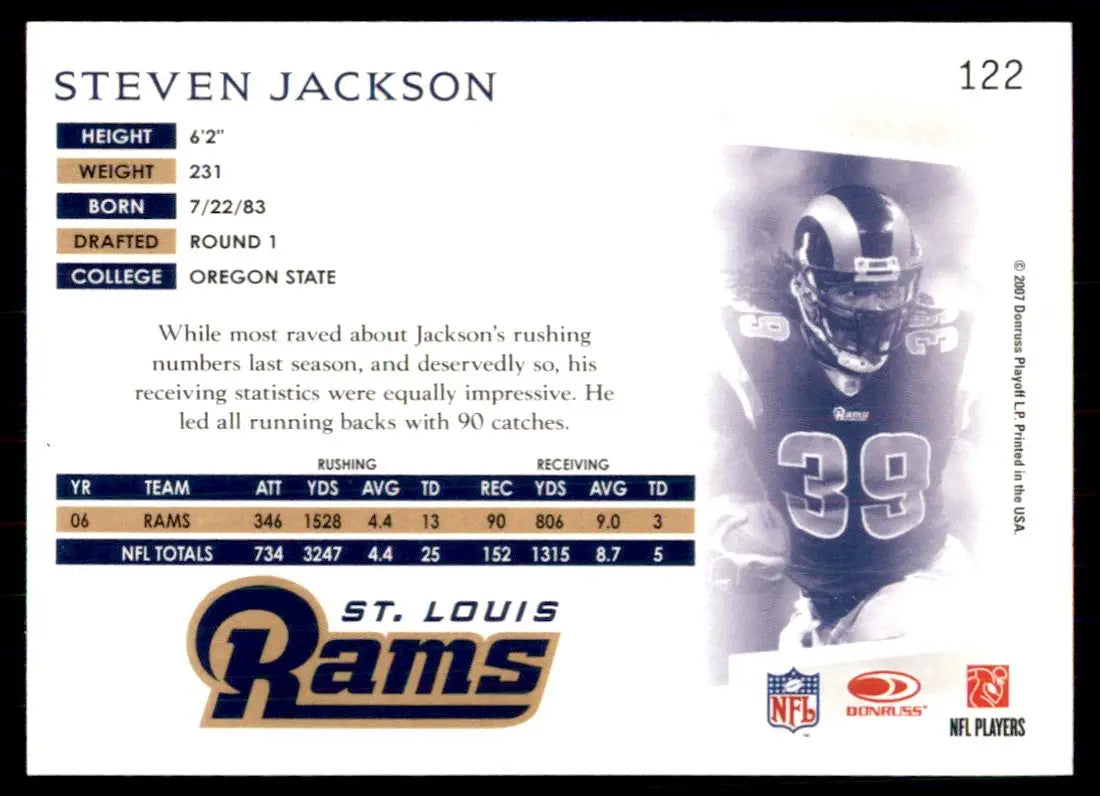 2007 Donruss Threads Steven Jackson St. Louis Rams #122