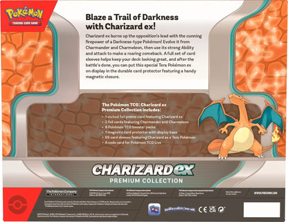 Pokemon TCG Premium Collection box featuring Charizard EX and card sleeves included