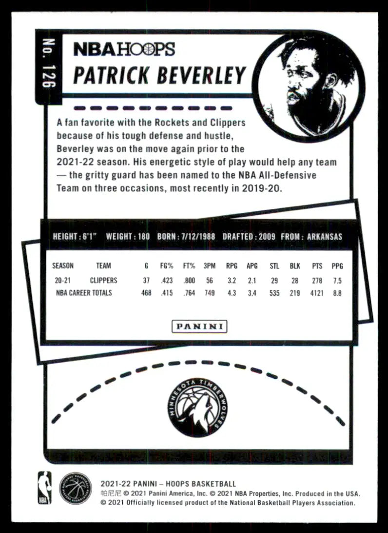 2021-22 Panini NBA Hoops Patrick Beverley Minnesota Timberwolves #126