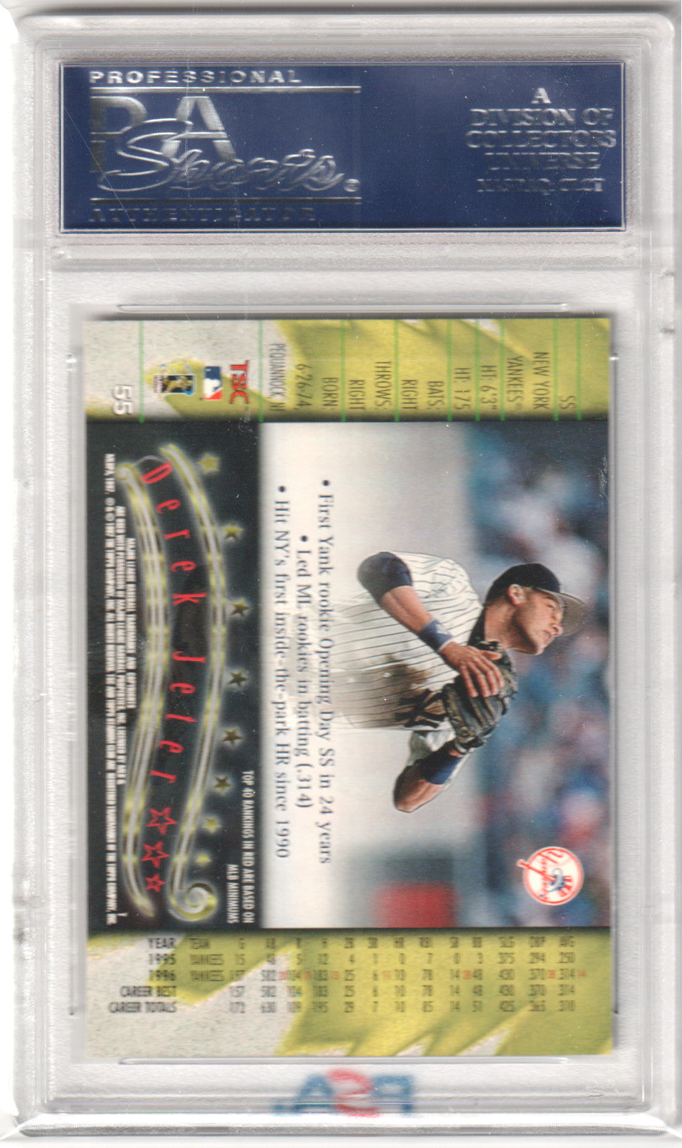 DEREK JETER 1997 Topps Stadium Club #55 PSA 10 GEM MINT - YANKEES