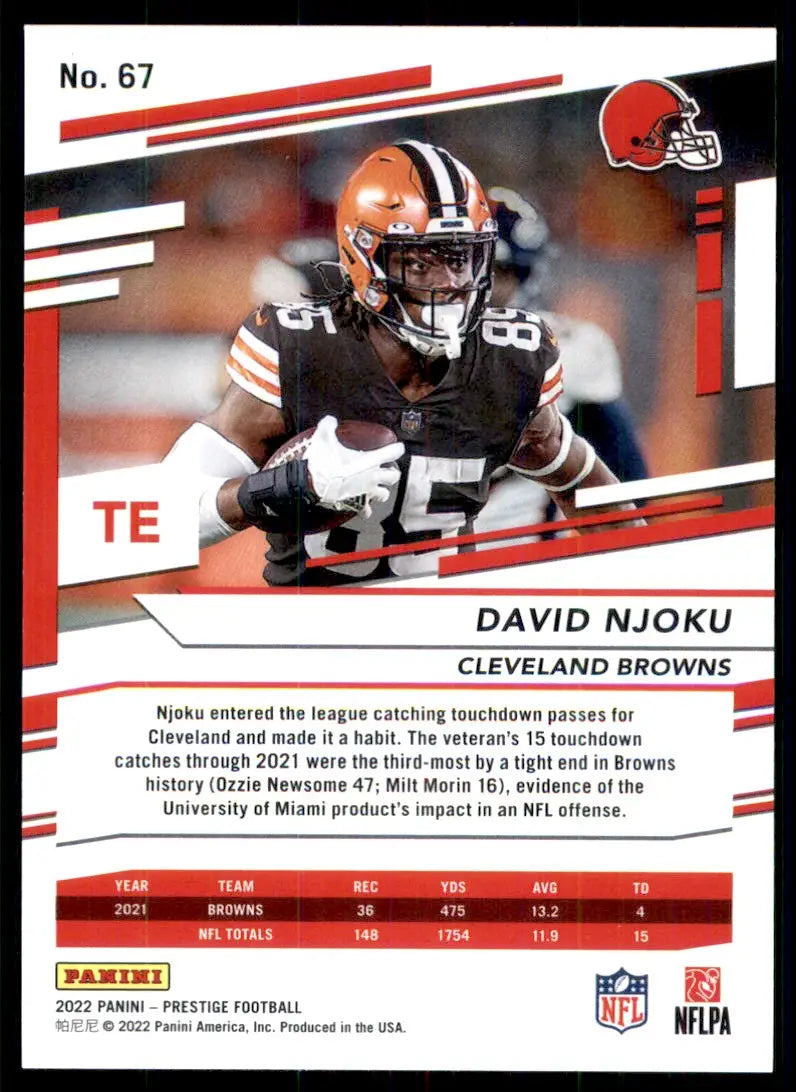 2022 Panini Prestige David Njoku Cleveland Browns #67