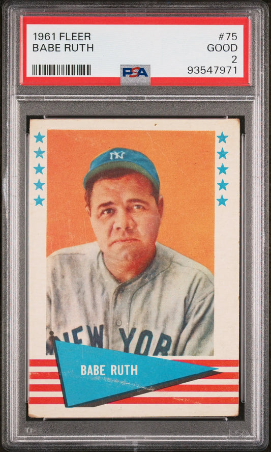 Babe Ruth 1961 Fleer #75 PSA 2 Good baseball card featuring New York Yankees player