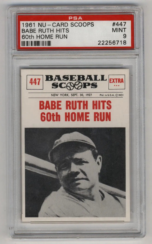 PSA-graded 1961 Nu-Card Scoops Babe Ruth card celebrating his 60th home run milestone