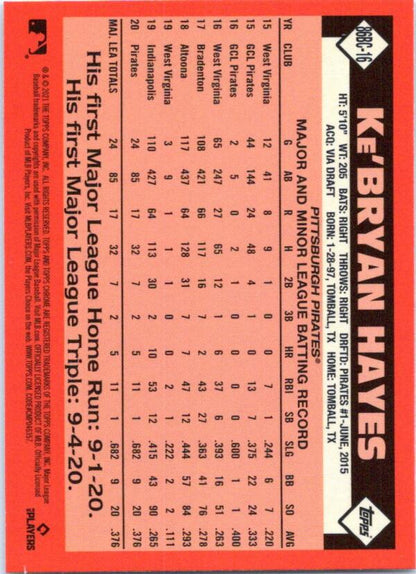 2021 Topps Chrome 1986 Topps Baseball Refractor of Ke’Bryan Hayes for Pittsburgh Pirates