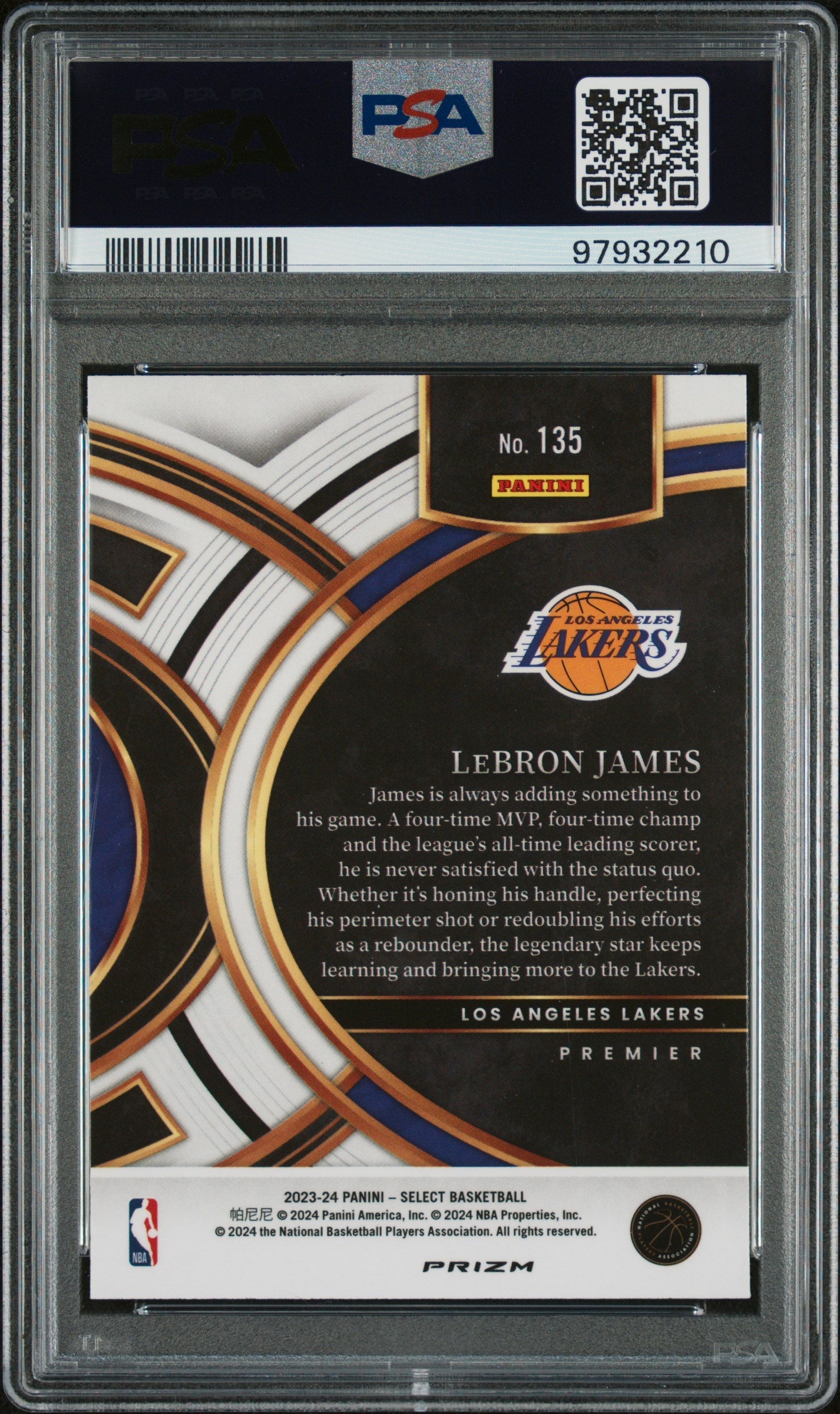 LeBron James 2023 Panini Select #135 Green White Purple Prizm PSA 10 -