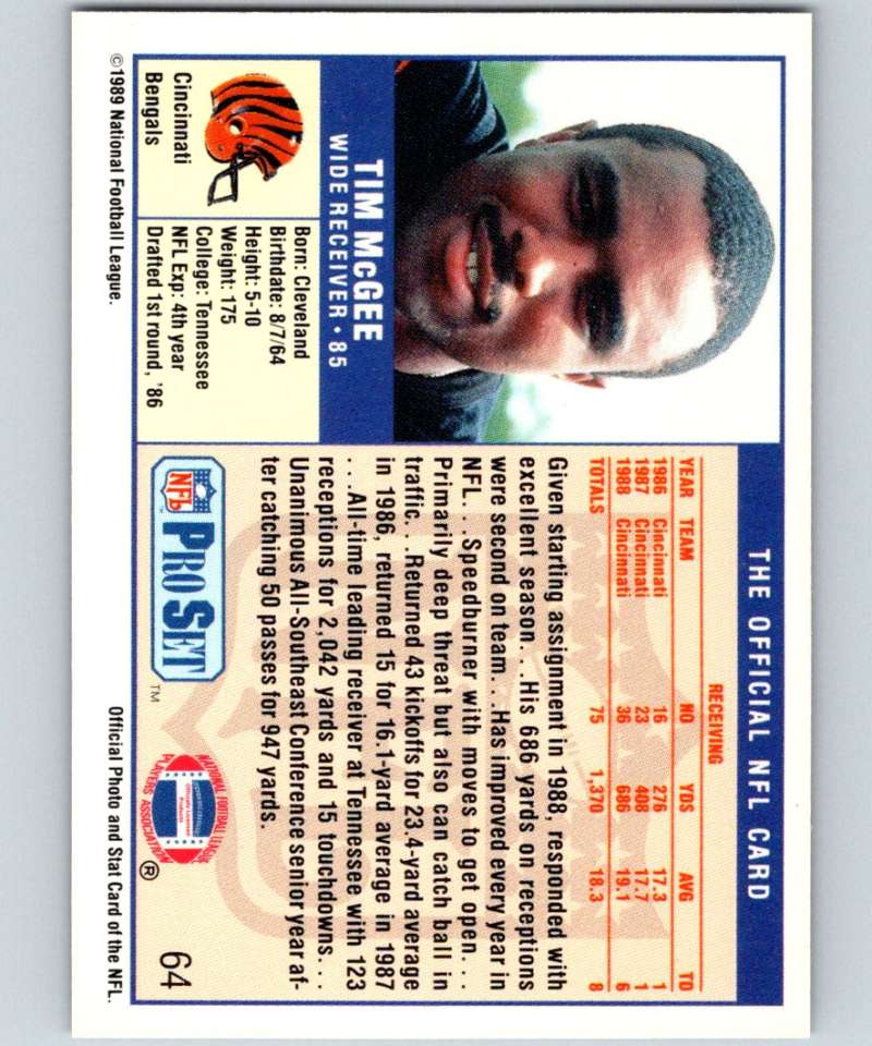 Basketball trading card featuring Tim McGee of the Cincinnati Bengals Football team