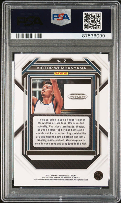 VICTOR WEMBANYAMA 2023 Panini Prizm Draft RC Rookie #2 PSA 9 MINT - SPURS