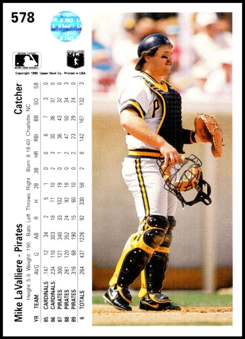 Baseball catcher Mike LaValliere in Pittsburgh Pirates uniform at home plate