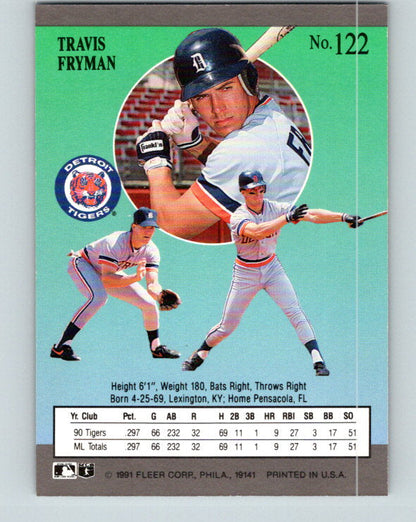 1991 Fleer Ultra #122 Travis Fryman NM-MT Detroit Tigers Baseball Card Image 2