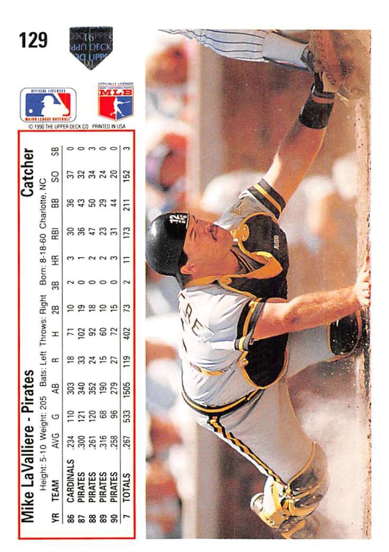 Mike LaValliere making a leaping catch on a 1991 Upper Deck Pittsburgh Pirates card