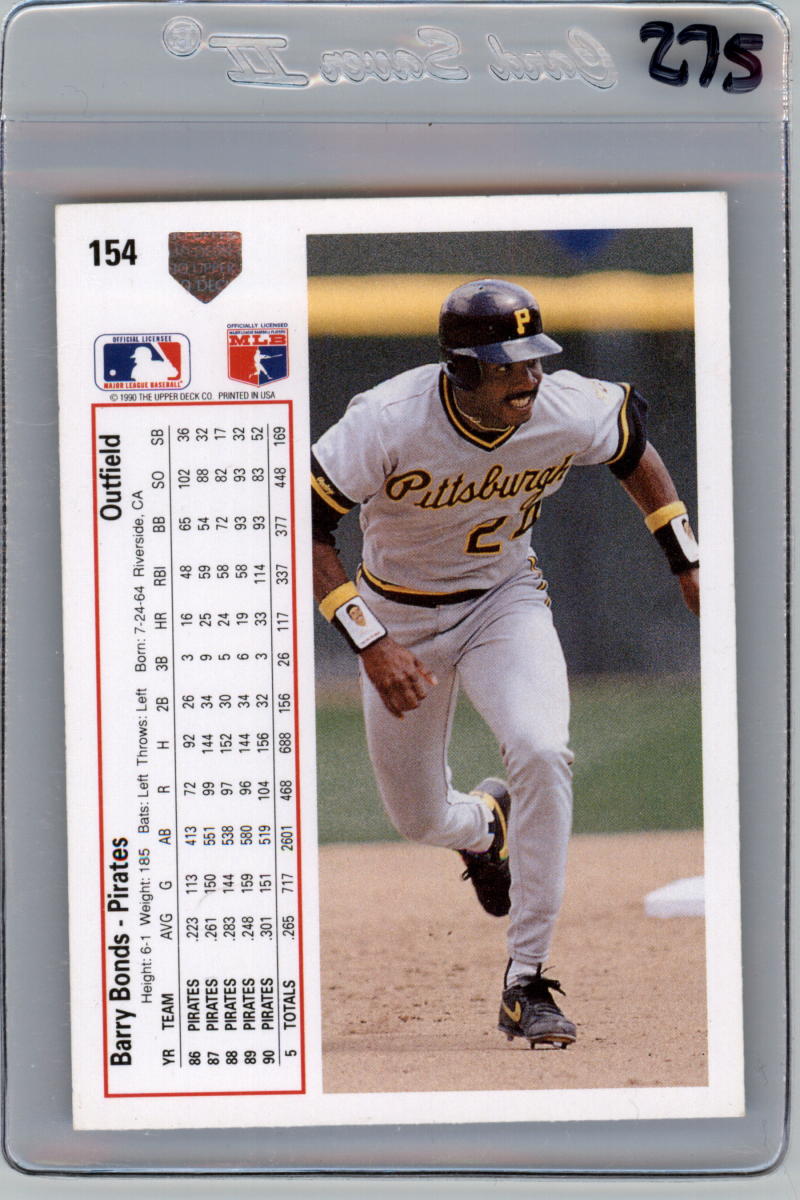 Baseball card of Barry Bonds running on the field for Pittsburgh Pirates