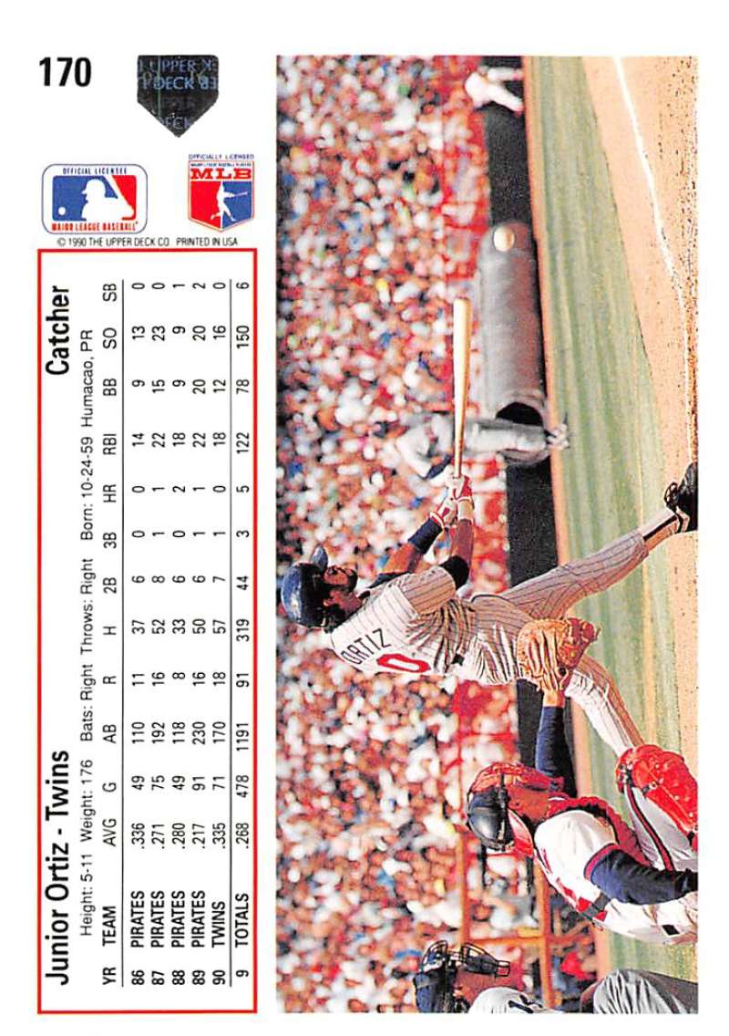 Junior Ortiz dives to catch at first base on 1991 Upper Deck baseball card