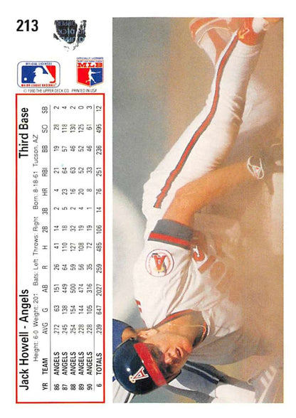 Baseball card of Jack Howell sliding into base in California Angels uniform