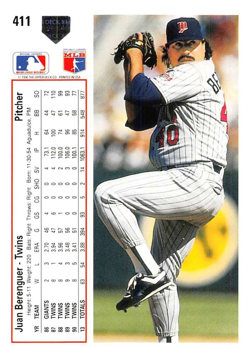 Juan Berenguer in mid-pitch delivery on a 1991 Upper Deck Minnesota Twins Baseball Card