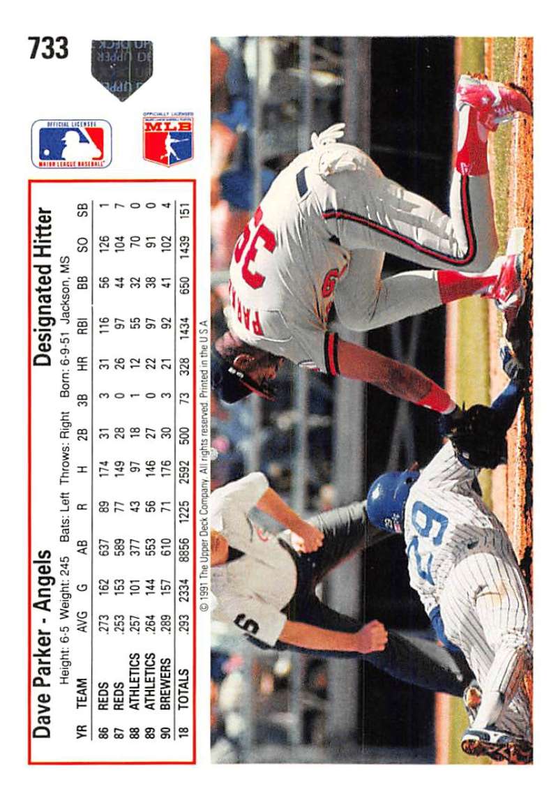 Dave Parker sliding home against the catcher on 1991 Upper Deck California Angels card