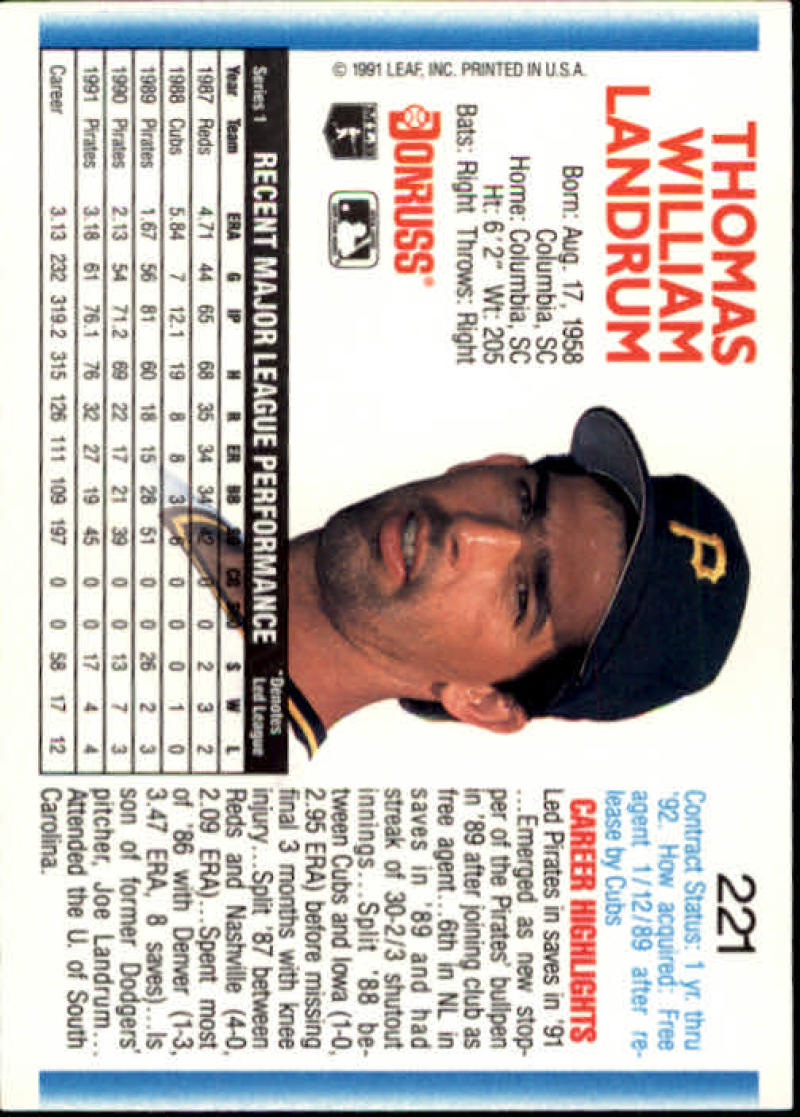 Baseball card of a Pittsburgh Pirates player in a black cap with P logo