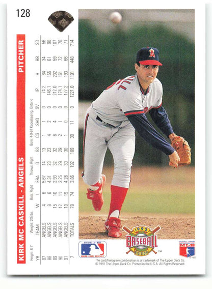 Baseball card of Kirk McCaskill in California Angels uniform by Upper Deck