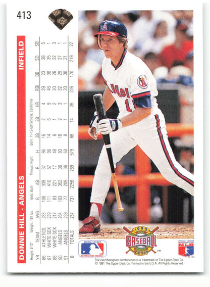 Donnie Hill at bat in 1992 Upper Deck California Angels Baseball Card