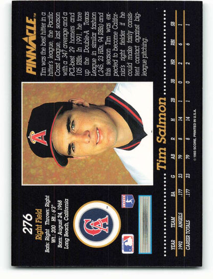 Tim Salmon California Angels baseball card showcasing player in team cap with logo