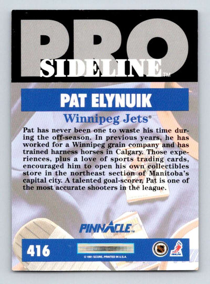 1991-92 Pinnacle #416 Pat Elynuik SL NM-MT Winnipeg Jets Hockey Card Image 2