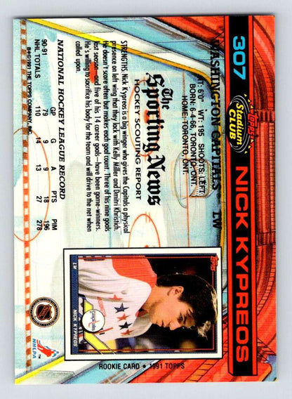 Colorful geometric baseball trading card of Nick Kypreos from Washington Capitals hockey card