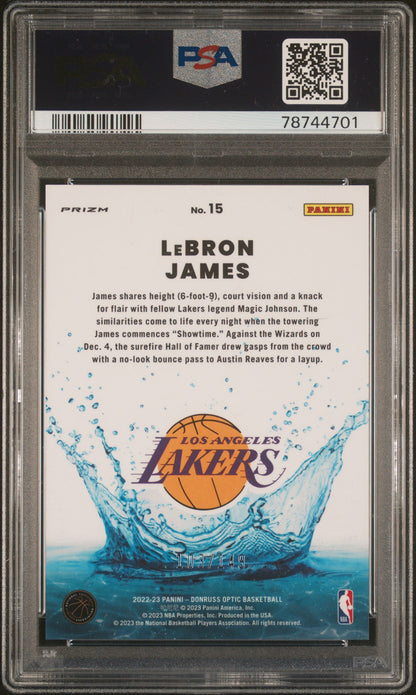 LeBRON JAMES 2022 Panini Donruss Optic Splash! #15 Lime Green PSA 10 GEM MINT