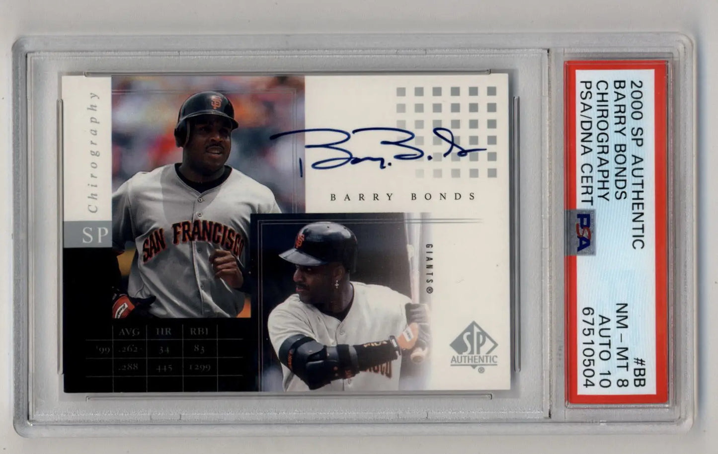 PSA-graded Barry Bonds 2000 SP Authentic Chirography Auto with dual photo and autograph