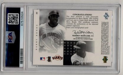 Barry Bonds 2000 SP Authentic Chirography Auto PSA 8 in protective case Mint Mint Auto