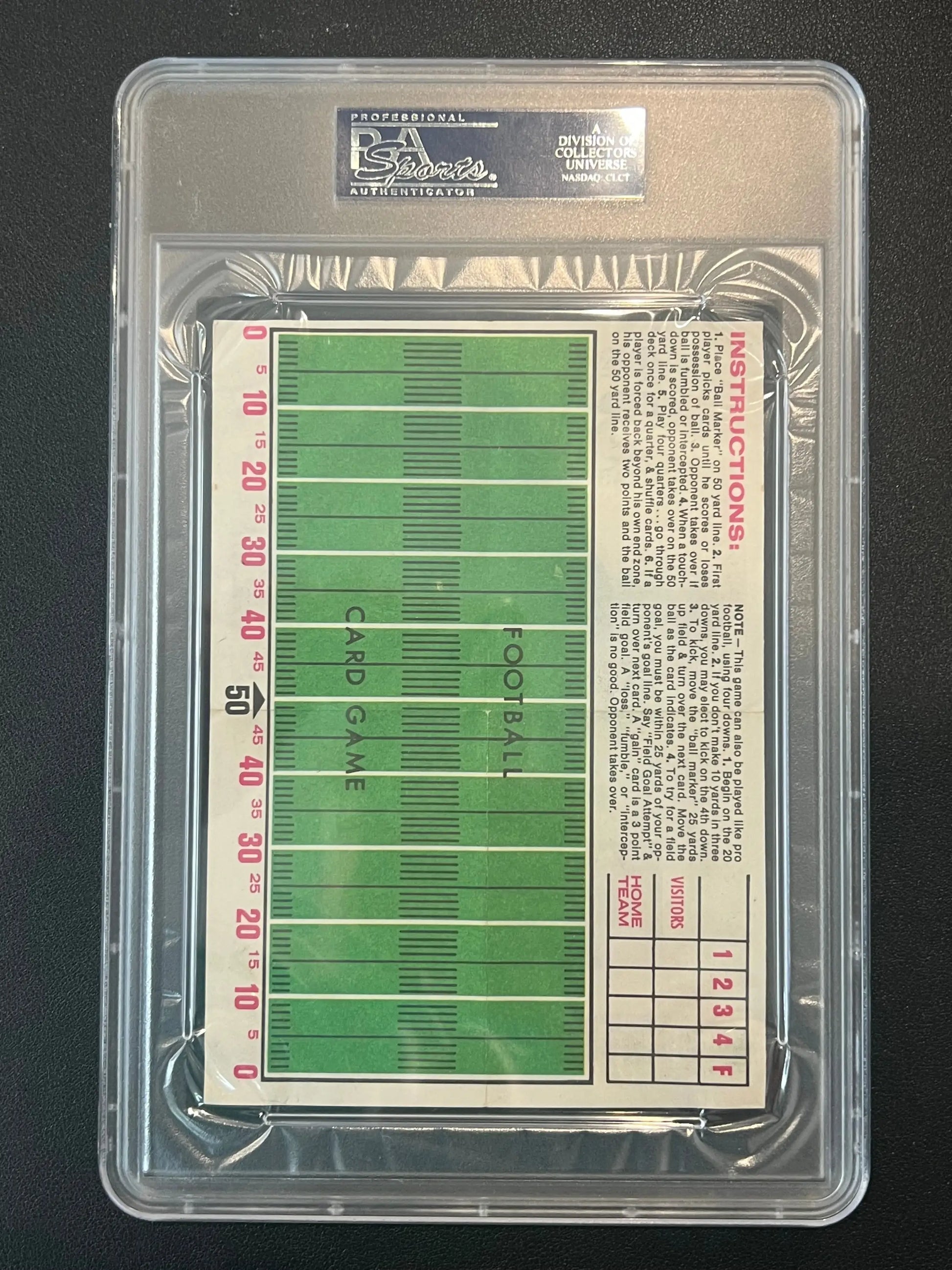 Bart Starr 1971 Topps Pin-Ups card in protective case with football field design