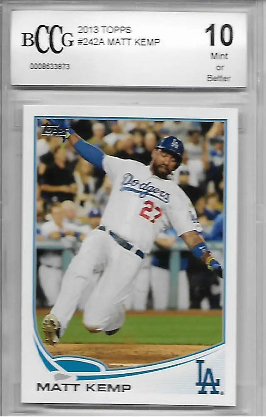 BCCG BGS 10 2013 Topps Matt Kemp #242A Baseball Card with original gloss for collectors