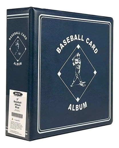 Navy blue 3-inch D-Ring Baseball Album for trading cards with protective pages