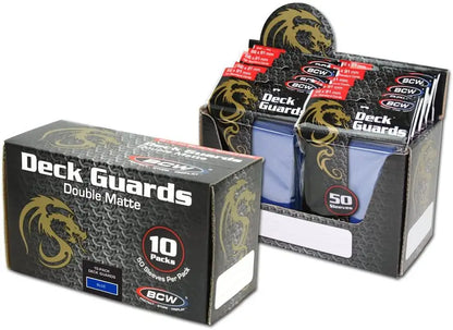 BCW Deck Guards Card Sleeves with dragon logo designs in Double Matte finish