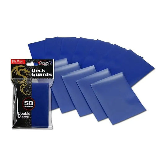 BCW Deck Guards Card Sleeves in blue for protecting trading cards from damage