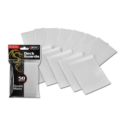 BCW Deck Guards Card Sleeves in white, double matte finish for optimal trading card protection