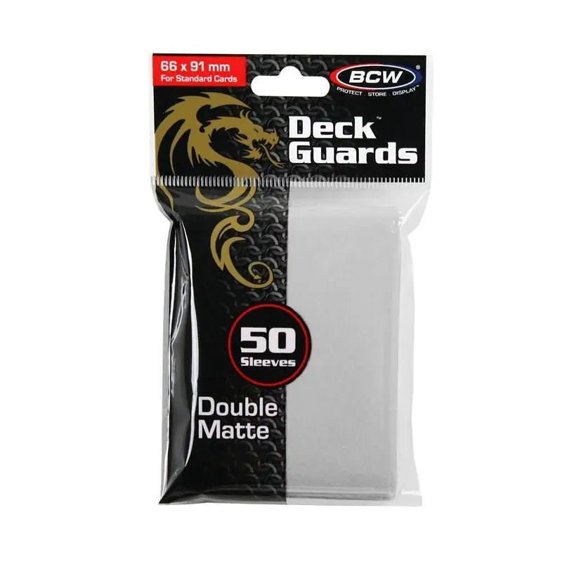 BCW Deck Guards Card Sleeves in White, pack of 50 double matte protective card sleeves