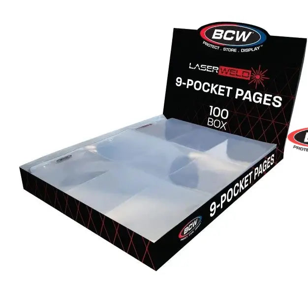 BCW LaserWeld Pages 9-Pocket storage for trading cards in retail display box