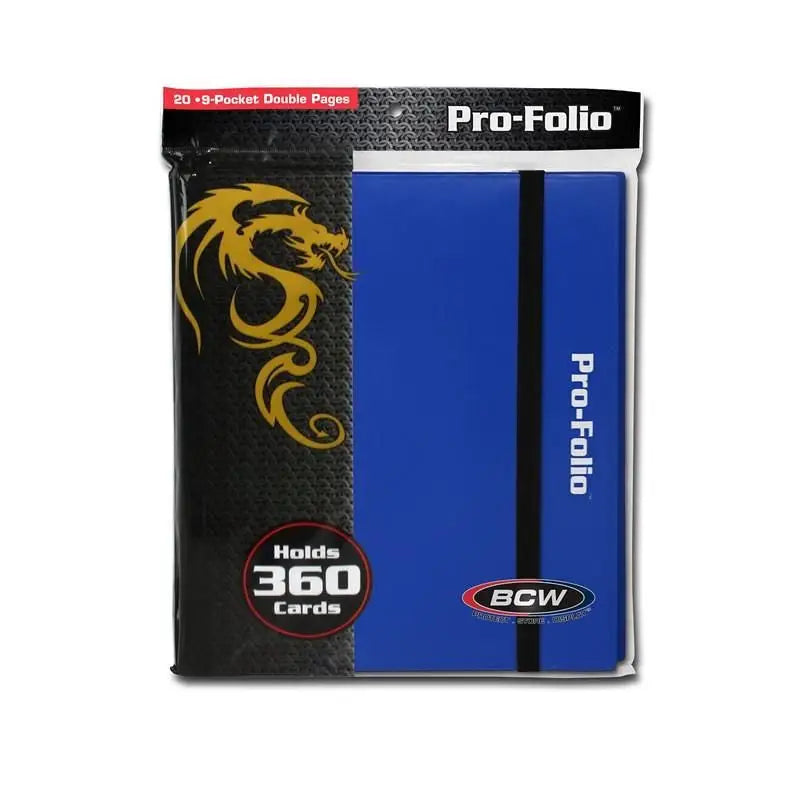 BCW Pro-Folio 9-Pocket Album features archival safe polypropylene with a blue design and dragon logo