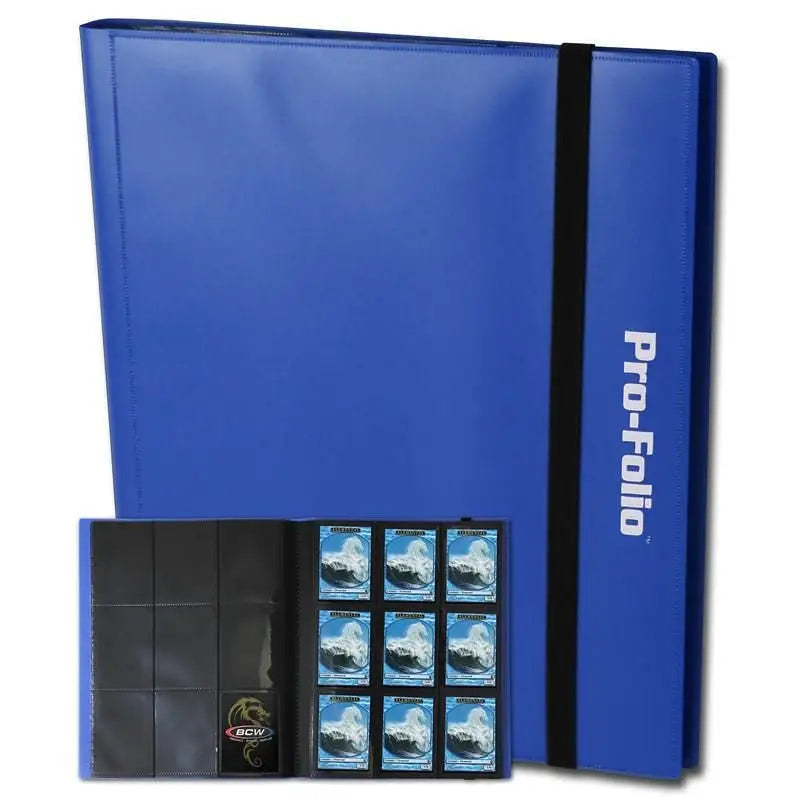 Blue BCW Pro-Folio 9-Pocket Album with archival safe polypropylene pages for cards